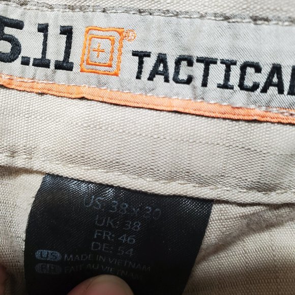 5.11 Tactical Series Cargo Khaki Beige Pants Mens Size 38 Hemmed to 27" Inseam. - Picture 5 of 8